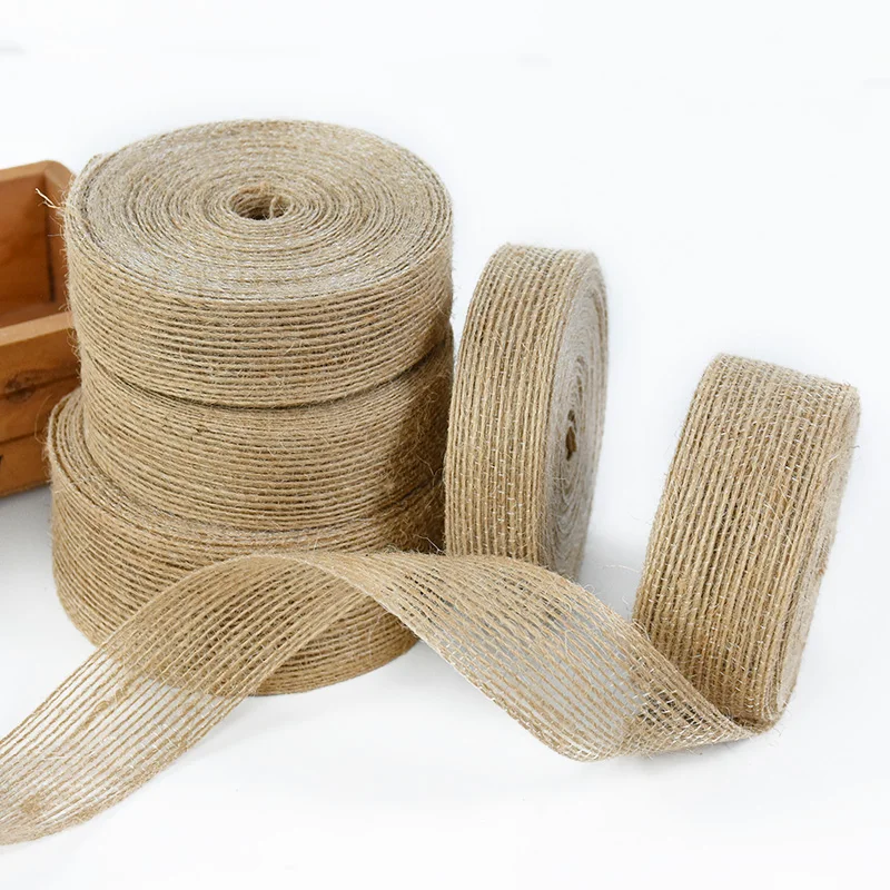 

10M/Roll 15-38mm Natural Vintage Jute Burlap Ribbon DIY Bow Craft Gift Wrapping Belt Wedding Birthday Party Christmas Decoration