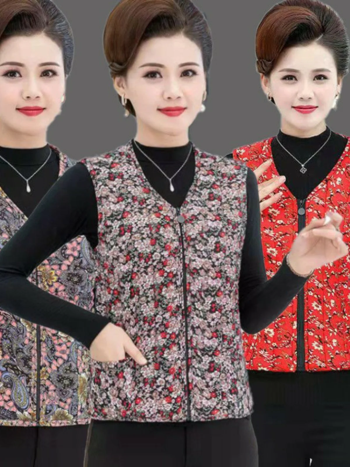Middle-Aged and Elderly New Vest Women Winter down Cotton Waistcoat Middle-aged Dress Short Inner wear Base Warm Plus s...