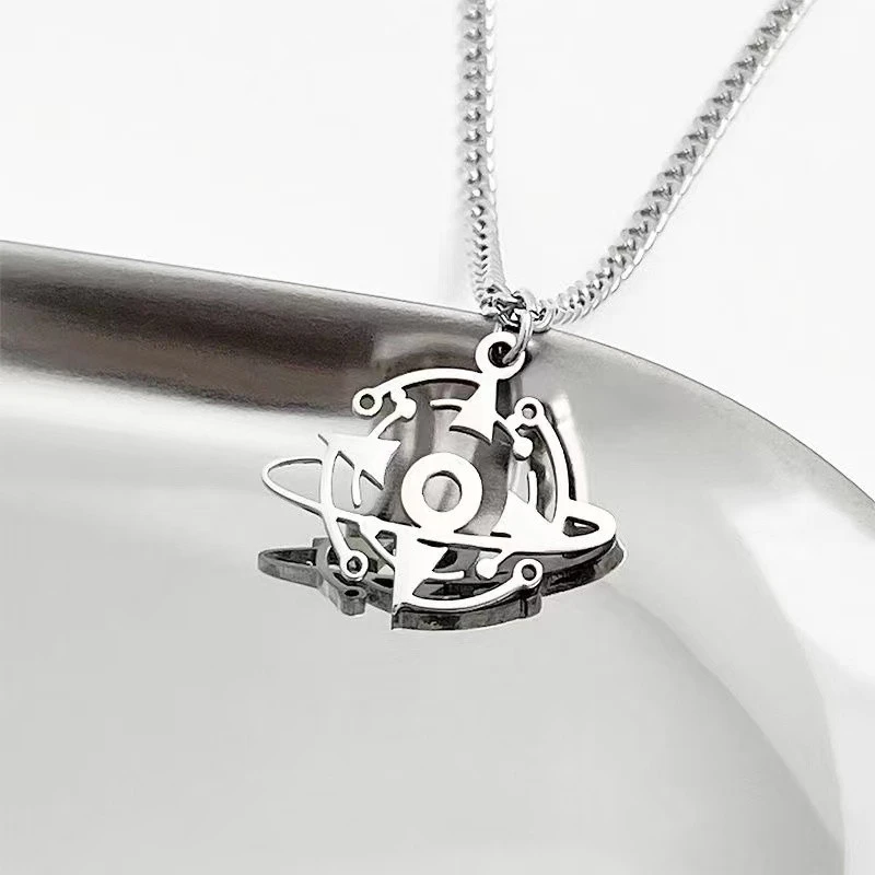 

Personalized Cosmic Planet Pendant Necklace Hip Hop Titanium Steel Simple Collar Chain Couple Short Jewelry for Men and Women