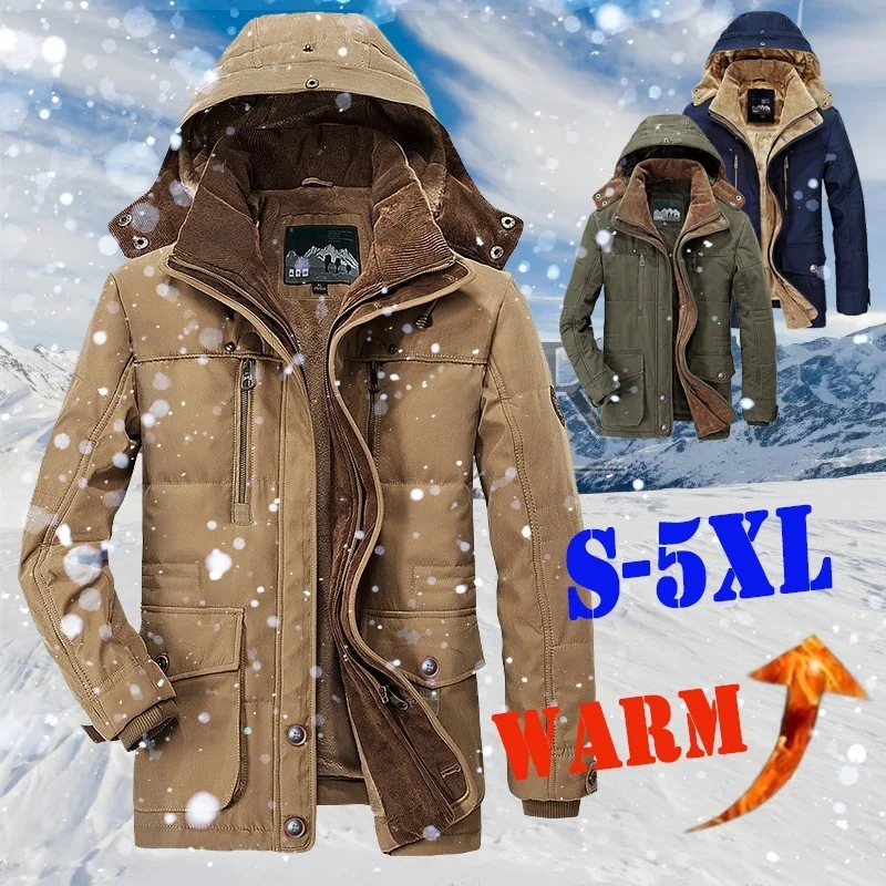

Теплая зимняя куртка, мужское флисовое пальто с капюшоном, утепленные парки, мужские куртки, верхняя одежда, мужские пальто со съемной шапкой, мужская зимняя куртка
