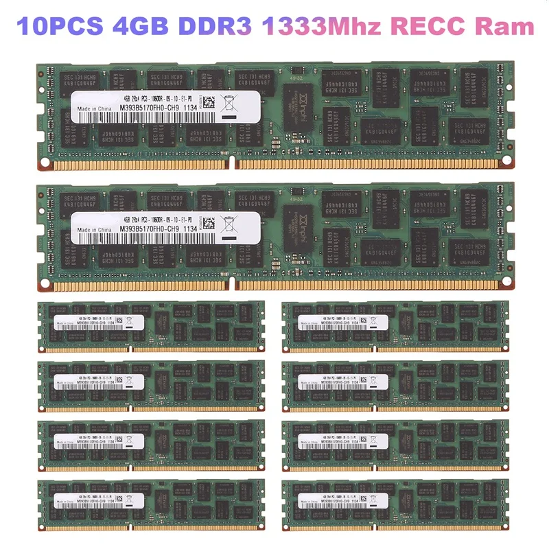 

10PCS DDR3 4GB 1333Mhz RECC Ram 240Pin 2RX4 1.5V REG ECC Memory RAM For X79 X58 Motherboard