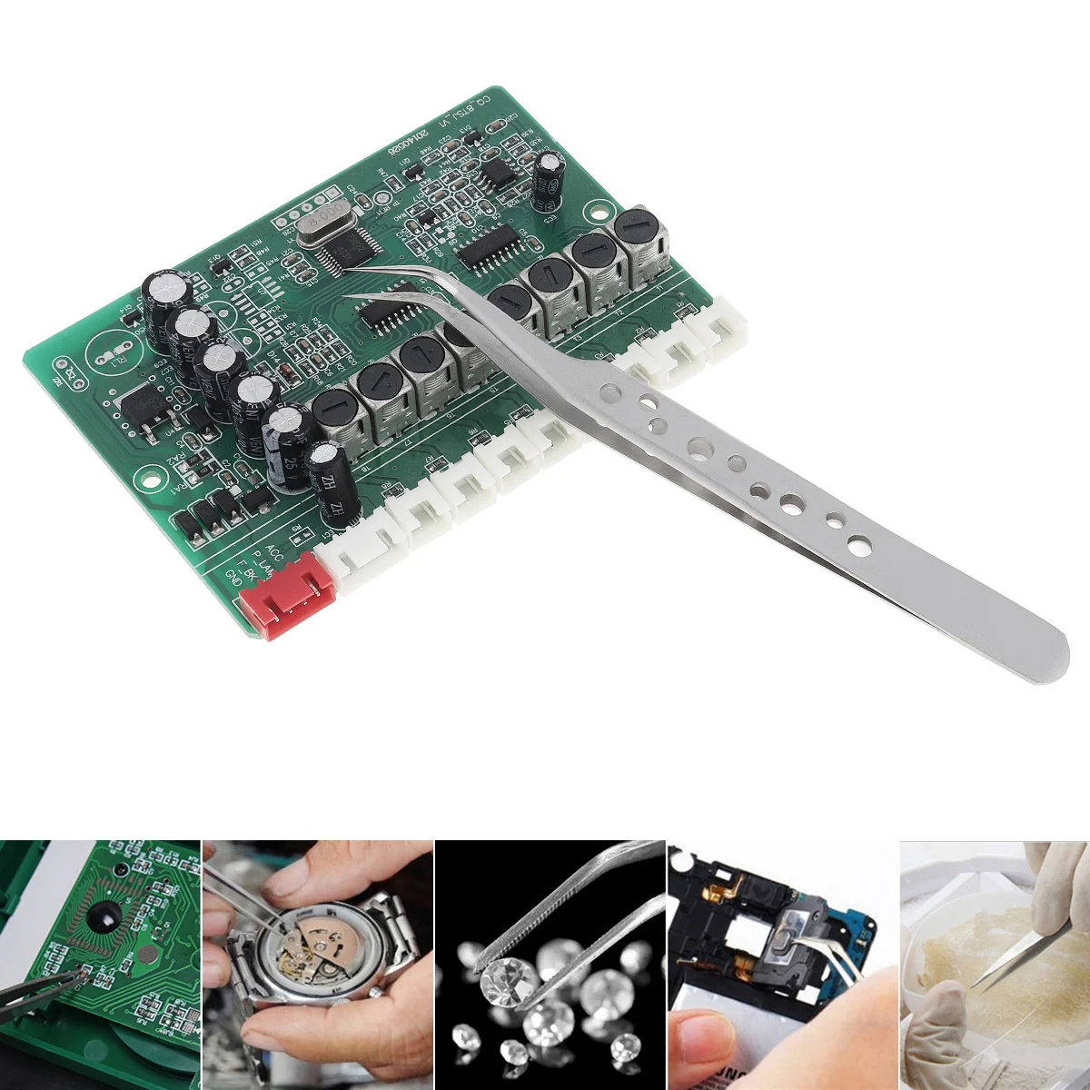 

Tweezers 125MM Lightweight Anti Static Curved Tip Precision Stainless Tweezers for Phone Repair Electronics Industrial Hand Tool