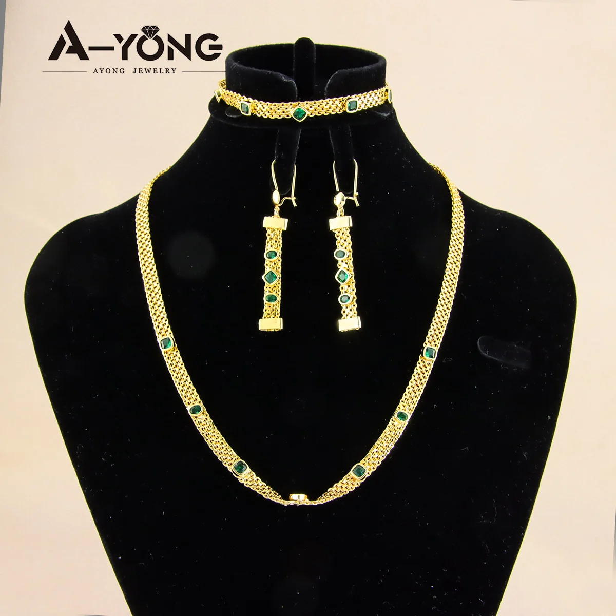 

AYONG Dubai Africa Luxury Punk Jewelry Set 21k Gold Plated 5A Cubic Zirconia Ethiopian Vintage Bride Chain Jewelry Sets