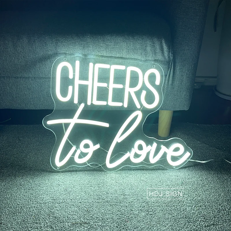 CHEERS To Love Neon Sign Wedding Party LED Light Wall Decor Home Bedroom Shop Decoration Creative Marriage Neons Gift