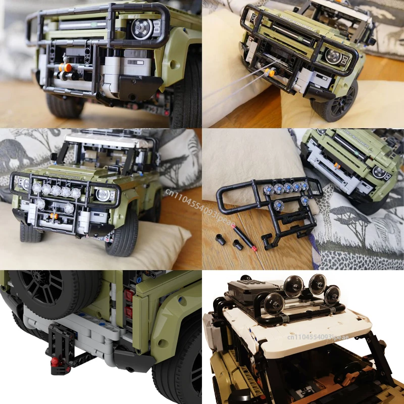 Фото MOC буксирный бар, фаркоп, фонари, сцепный складной домкрат, строительные блоки для Defender 42110, обновленный прицеп, сделай сам, кирпичи, детская игрушка в подарок №2