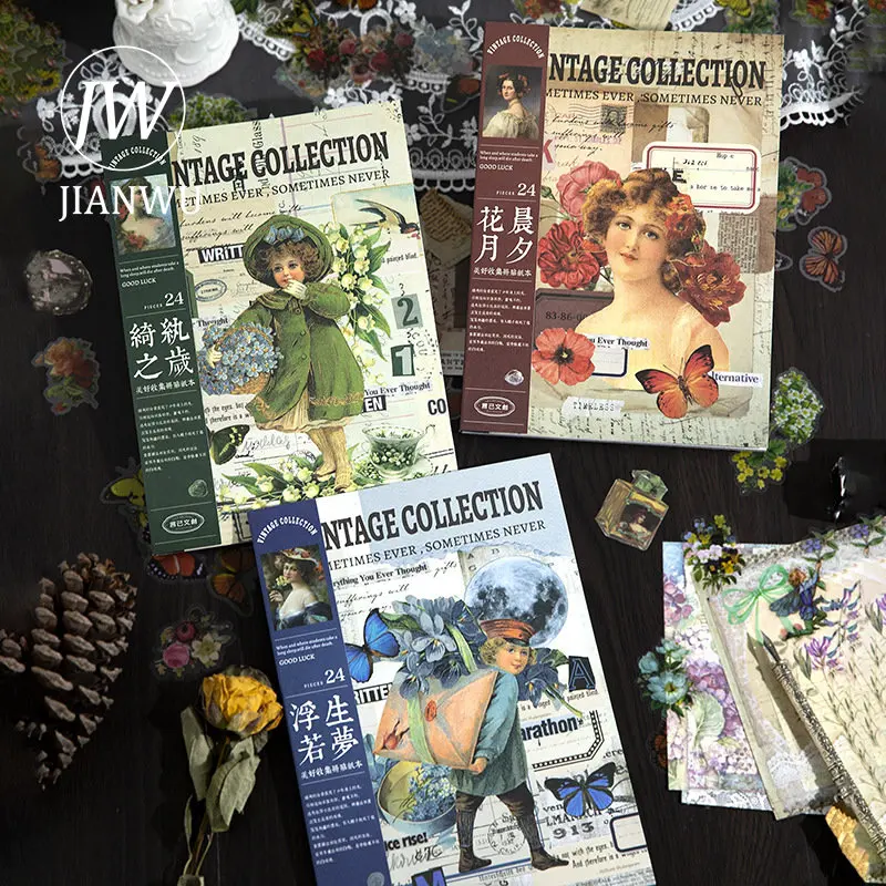 

JIANWU 24Sheets винтажная иллюстрация журнал коллаж наклейка книга Сделай Сам искусство Скрапбукинг Украшение Стикер s Канцтовары