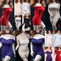 16 female soldier dress sexy off shoulder hip skirt long sleeve party nightclub dress fit 12inch plump action figure body