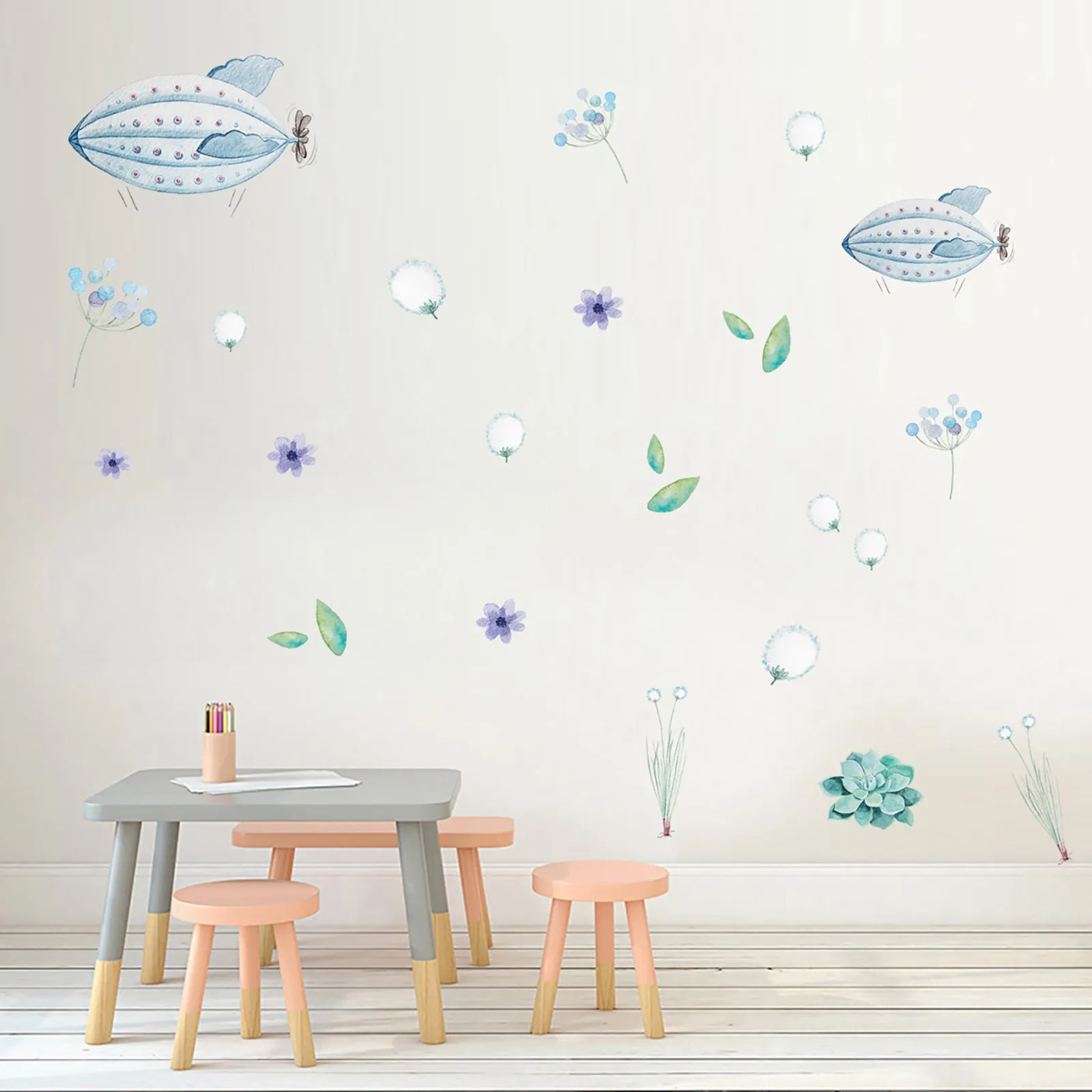 

Wall Murals Wall Mount Stickers Heavy Duty Wall Mount Stickers Wall Sticker Watercolor Bouquet Flowers Sticker Nordic Airplane