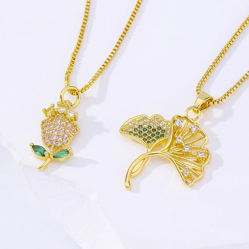 Роскошное женское ожерелье с подвеской в виде розы, трендовый дизайн, цветок, лист гинкго, ошейник, чокер, цепочка на шею до ключиц, модные ювелирные изделия