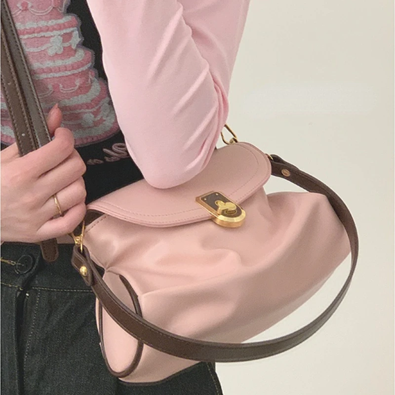 

Розовые плиссированные женские сумки MBTI с ручками, новая роскошная дизайнерская сумка через плечо для телефона, Элегантная универсальная с...
