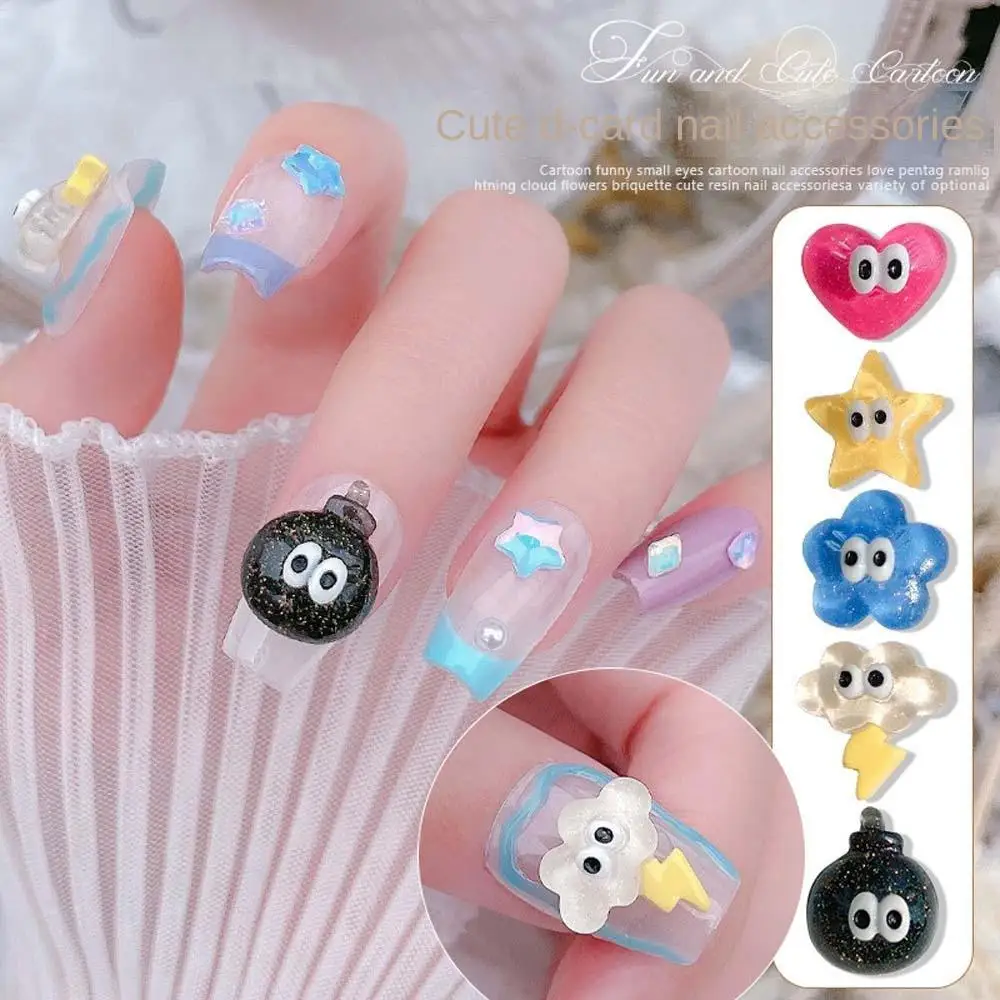 

5Pcs/set Fashion Resin Cartoon Star Love Hearts Cloud Nail Decorations Nail Jewelry Nail Art Drills Manicure Accessories