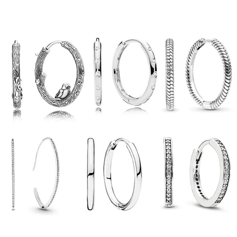 

925 Sterling Silver Original Certified Cubic Zirconia New In Hoop Earrings For Women Piercing Luxury Jewelry Free Shipping 2023