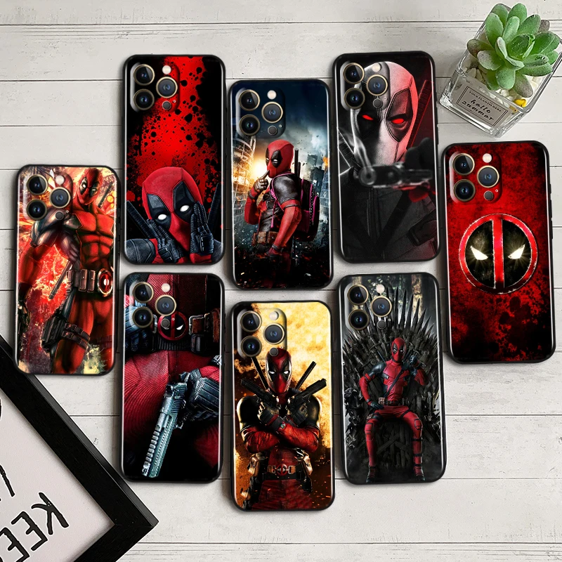 

Deadpool Hero Marvel Black Phone Case For iPhone 14 13 12 Mini 11 XS Pro Max X XR 8 7 6 Plus 5 SE 2020 Soft Cover Shell Coque