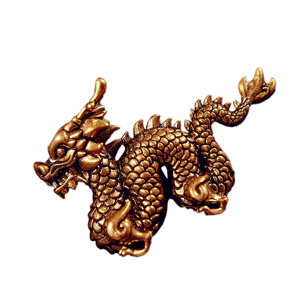 

Statuette Dragon Shaped Figurine Indoor Desktop Decor Miniature Animal Metal Craft Small Decoration Tabletop Copper Brass