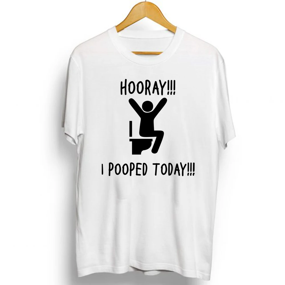Забавные мужские футболки I Pooped Today с коротким рукавом и круглым вырезом модная