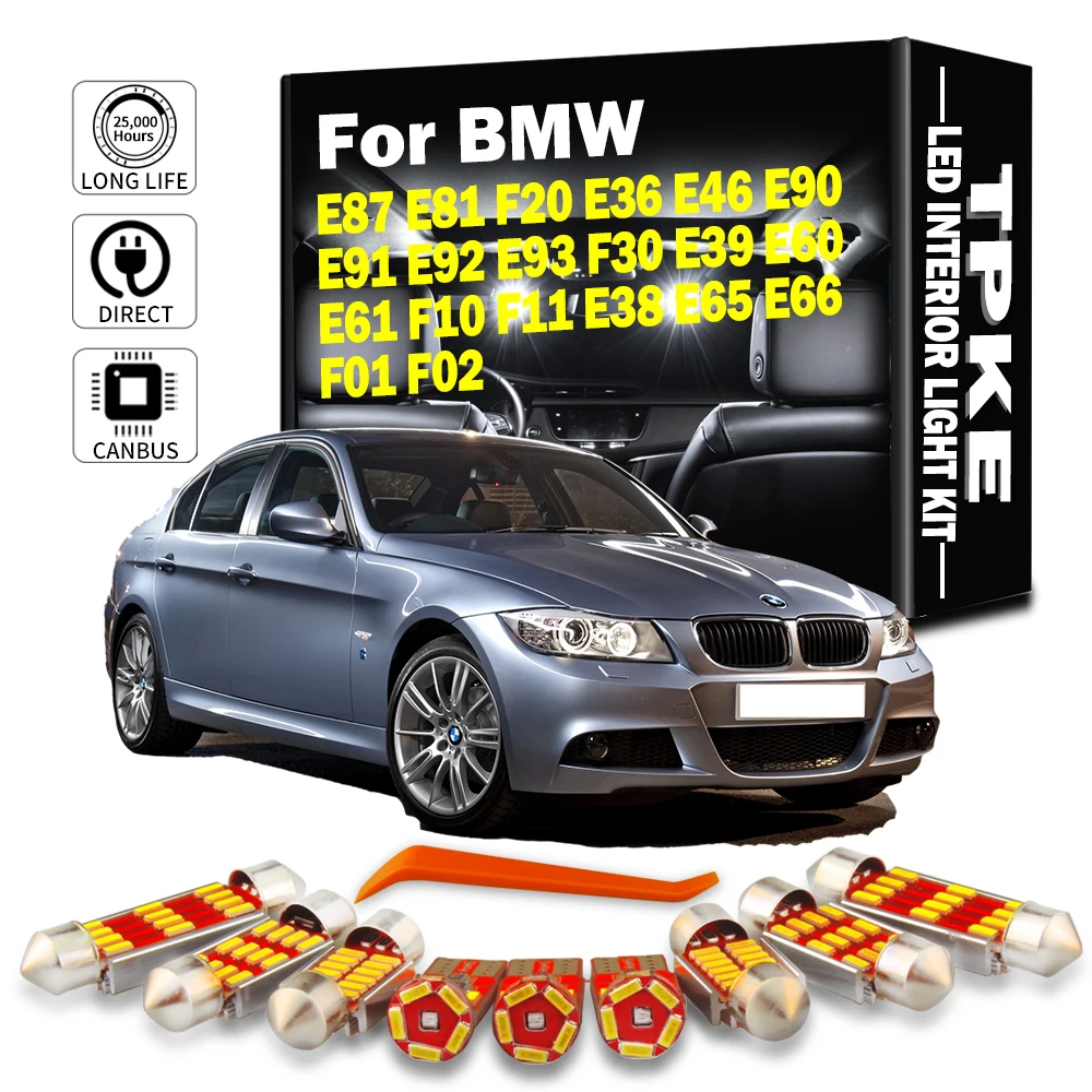 

Canbus LED Interior Light Kit For BMW E87 E81 F20 E36 E46 E90 E91 E92 E93 F30 E39 E60 E61 F10 F11 E38 E65 E66 F01 F02 Car Lamps