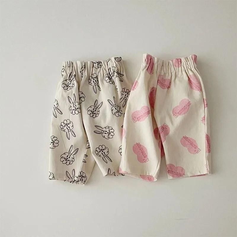 

Korean Children's Clothing Baby Spring Summer Kid Cute Cartoon High Waist Casual Pants Infant Toddler Boys Girls Print Trousers