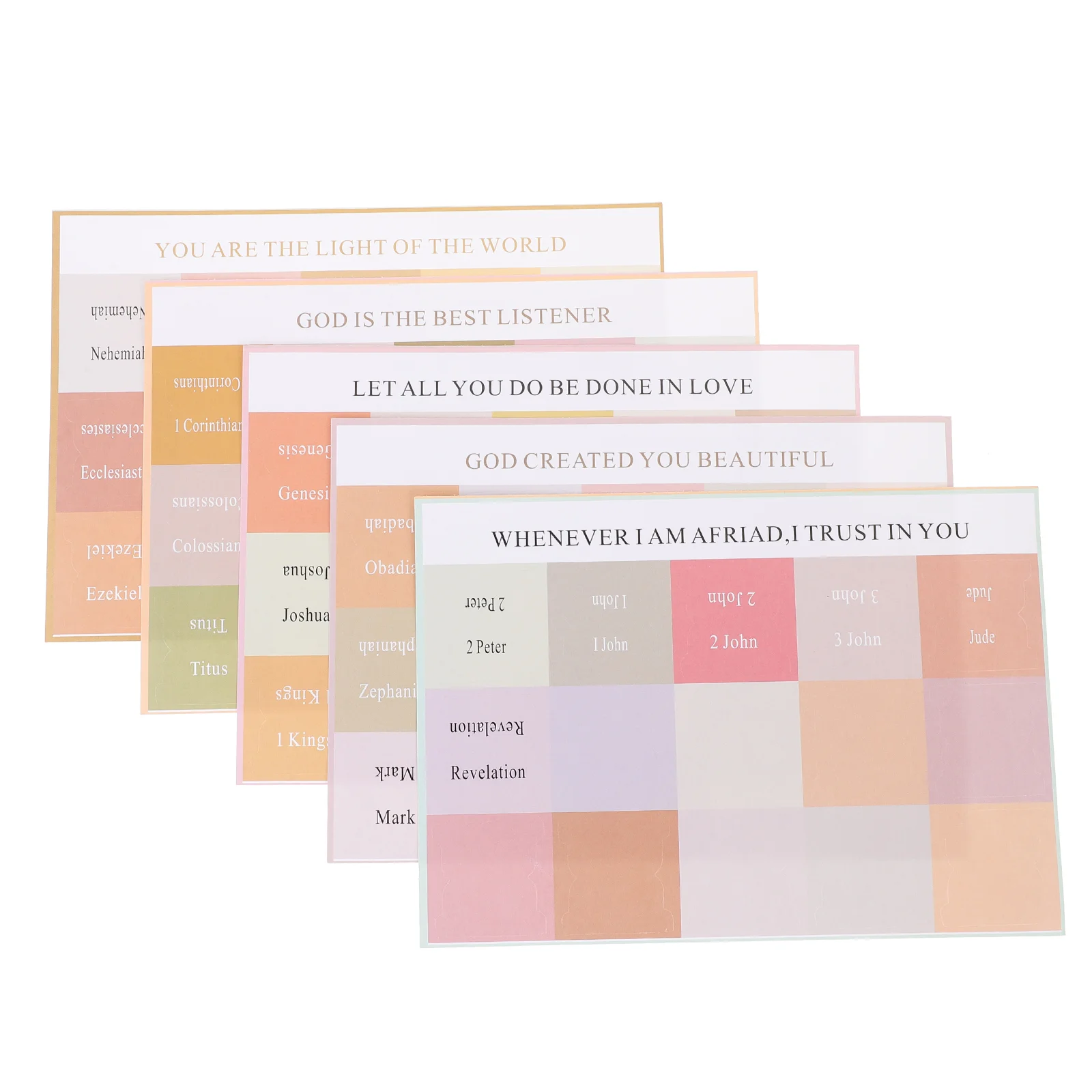 

5 Sheets of Bible Index Tabs Bible Book Tabs Decorative Book Tabs Colored Bible Tabs for Studying