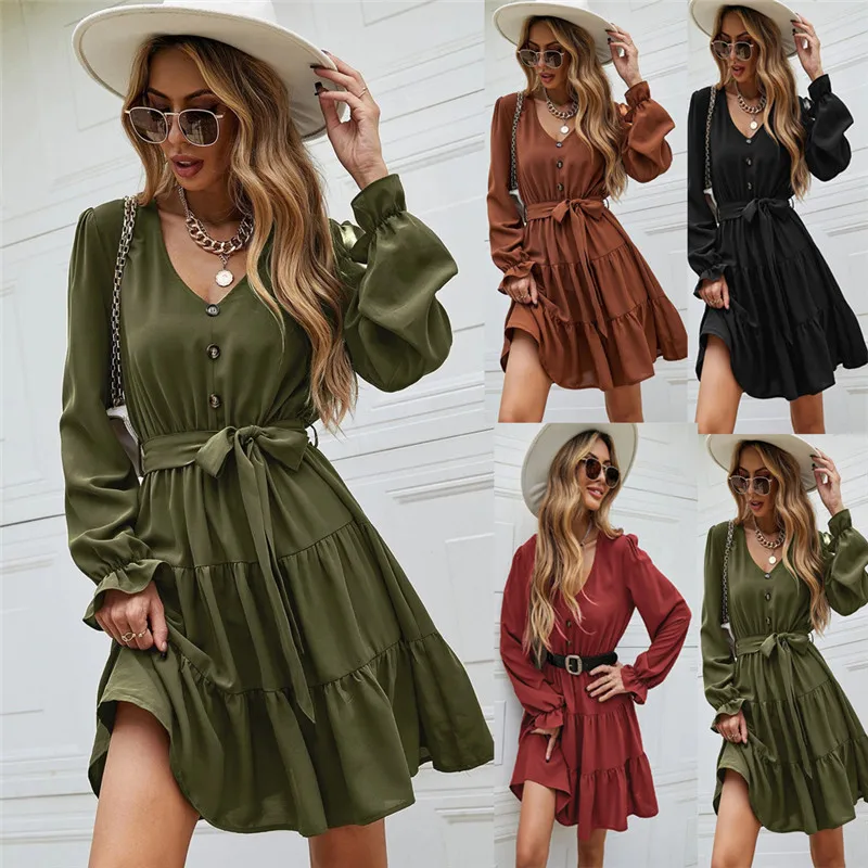 

Платье женское весеннее с длинным рукавом 2022 повседневное модное пикантное платье в Корейском стиле