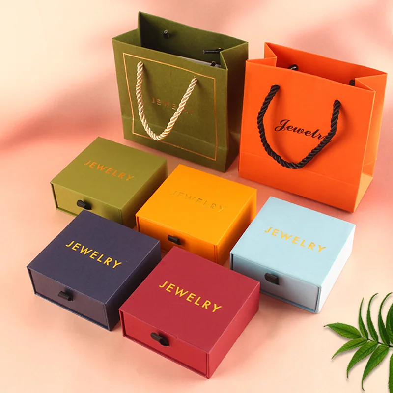

Portable Home Mini Drawer Jewelry Packaging Paper Box Necklace Earrings Storage Display Box Wholesale