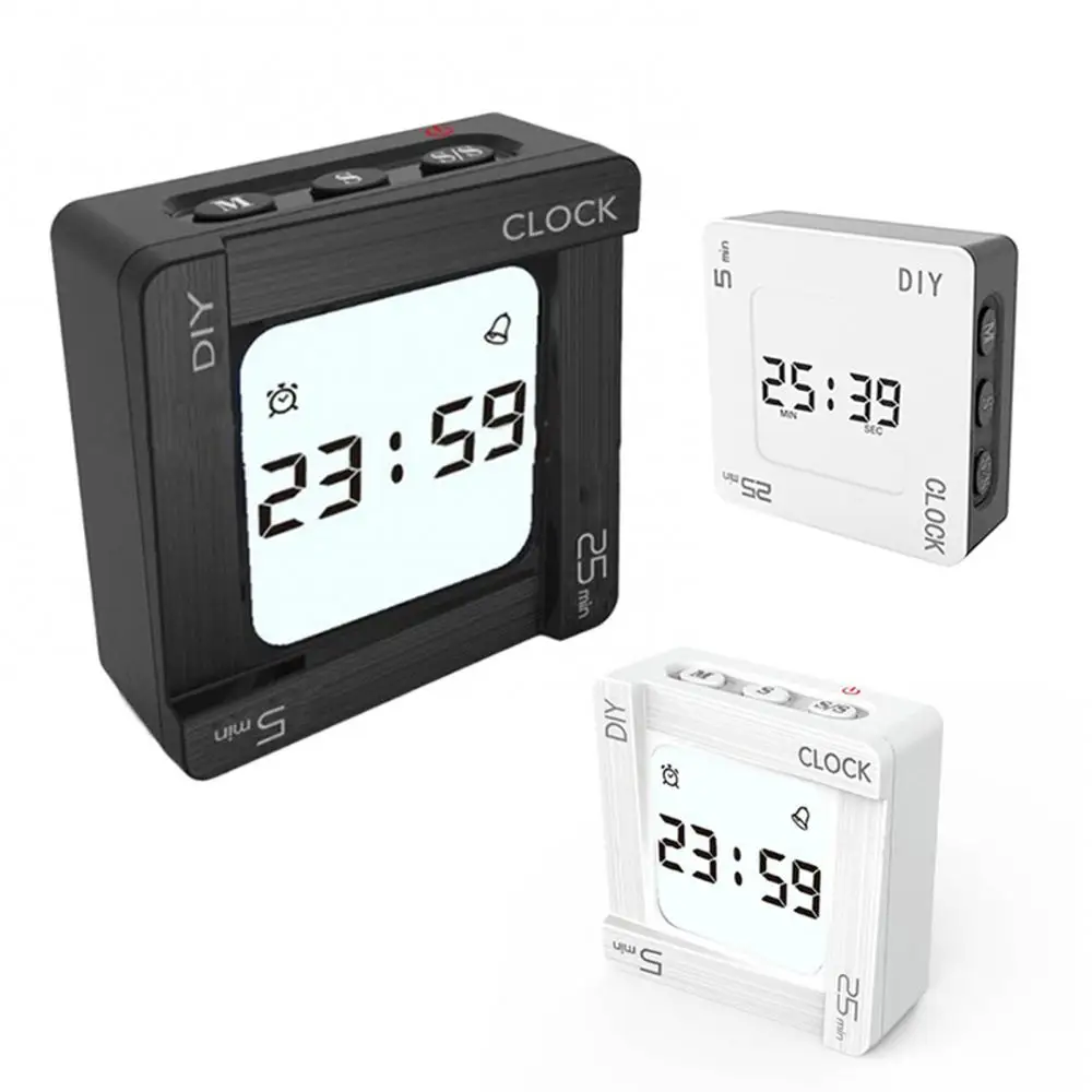 

Timer Kitchen Multifunctional DIY Management Pomodoro Learning Creative Square Alarm Clock Vibration Flashing Backlight Timer