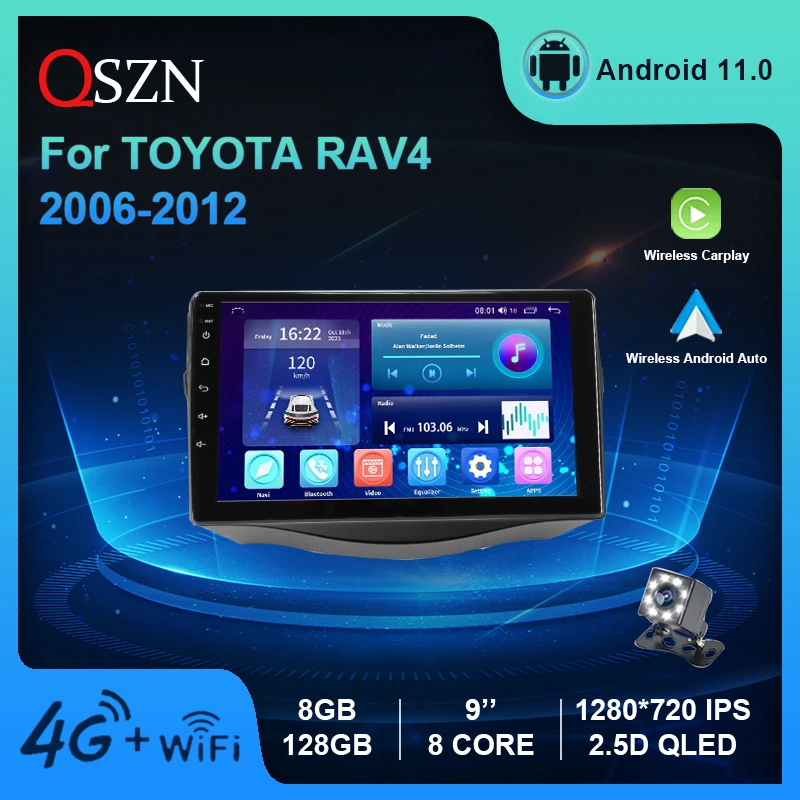 

9 ’’ Car Radio For Toyota Rav 4 2006-2012 Android 11 8+128G GPS DSP IPS Screen Carplay+Auto Video Stereo Multimedia Player