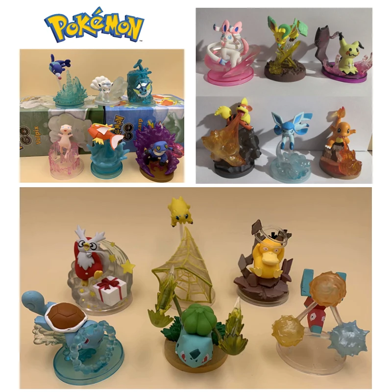 

Pokemon Anime Figure 6 Sets of Skills Elf Wonderful Frog Seeds Jenny Turtle Up To Duck Model Ornaments Children's Toy Gift