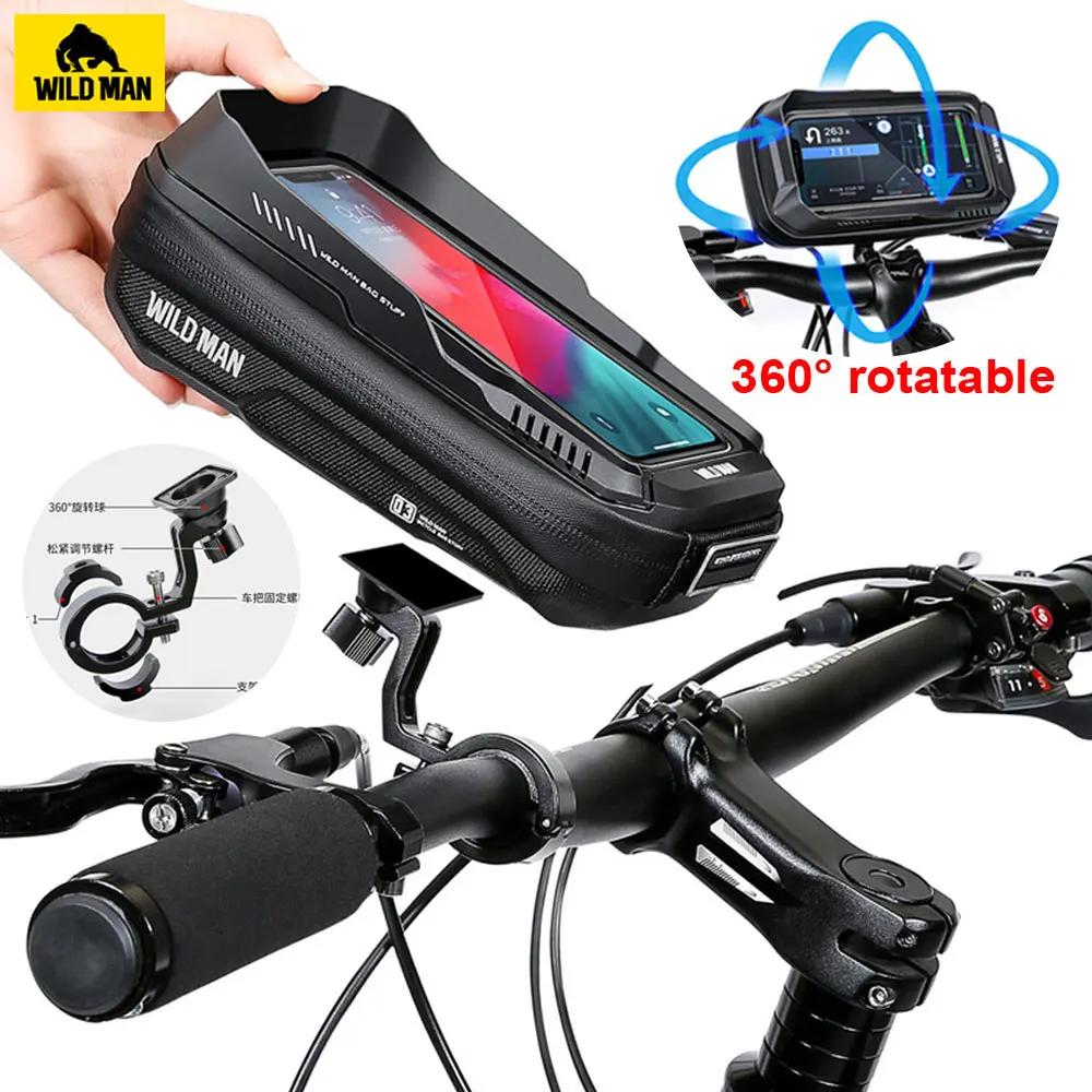

Велосипедная сумка WILD MAN, водонепроницаемый футляр для сенсорных экранов, верхняя передняя рама, для горных велосипедов, дорожных велосипедов, Аксессуары для велосипеда, 6, 9 дюймов