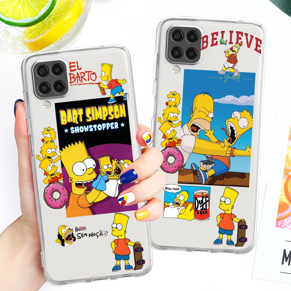 

The Simpsons Homer love Bart For Samsung A73 A72 A71 A53 A52 A51 A42 A33 A32 A23 A22 A21S A13 A12 Transparent Phone Case