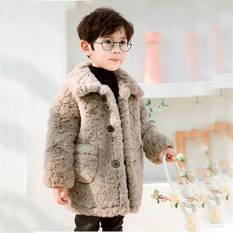 

2022 New Fashion Baby Winter Warm Fur Coats for Kids Long Sleeve Warm Jacket Forgirls and Boys Kids Fur Outwear Clothing B16