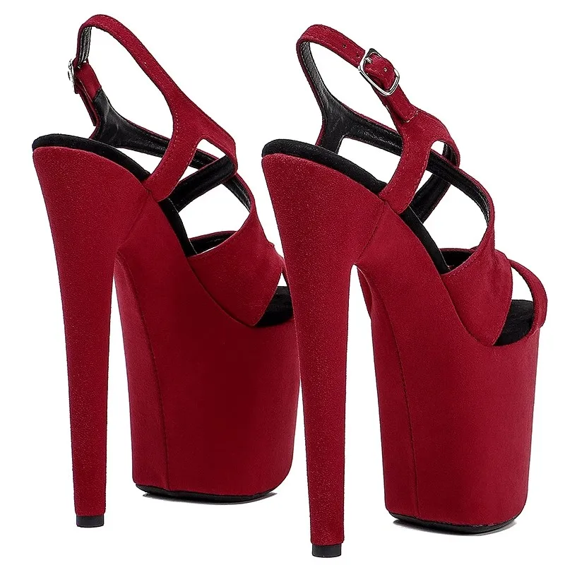 Новые замшевые сандалии на платформе и высоком каблуке 20 см/8 дюймов вечерние