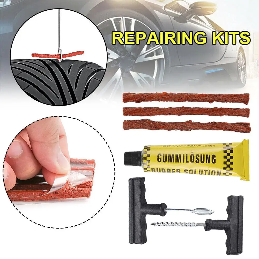 

Car Tire Repair Kit With Rubber Strips Flat Tire Plug With Repair Tyre Bike Repair Car Puncture Tire Tools Tubeless Kit Str I2S5