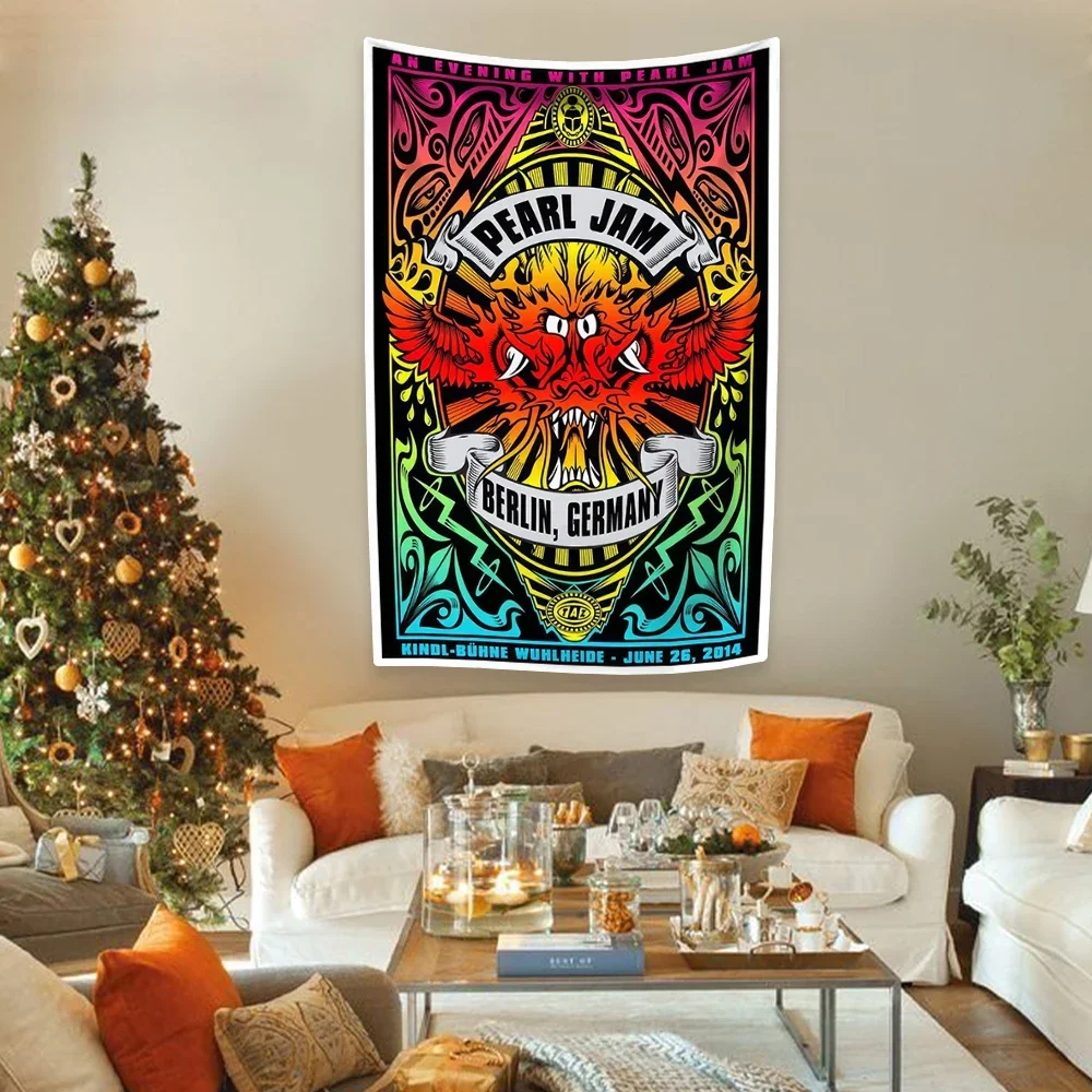 Гобелен в американском стиле рок-группы с жемчужинами настенное украшение