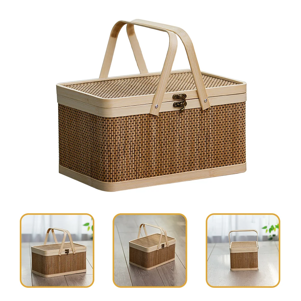

Basket Wicker Picnic Baskets Storage Woven Servingfruit Pantry Flower Rattan Candy Seagrass Willow Countertopeaster Toy