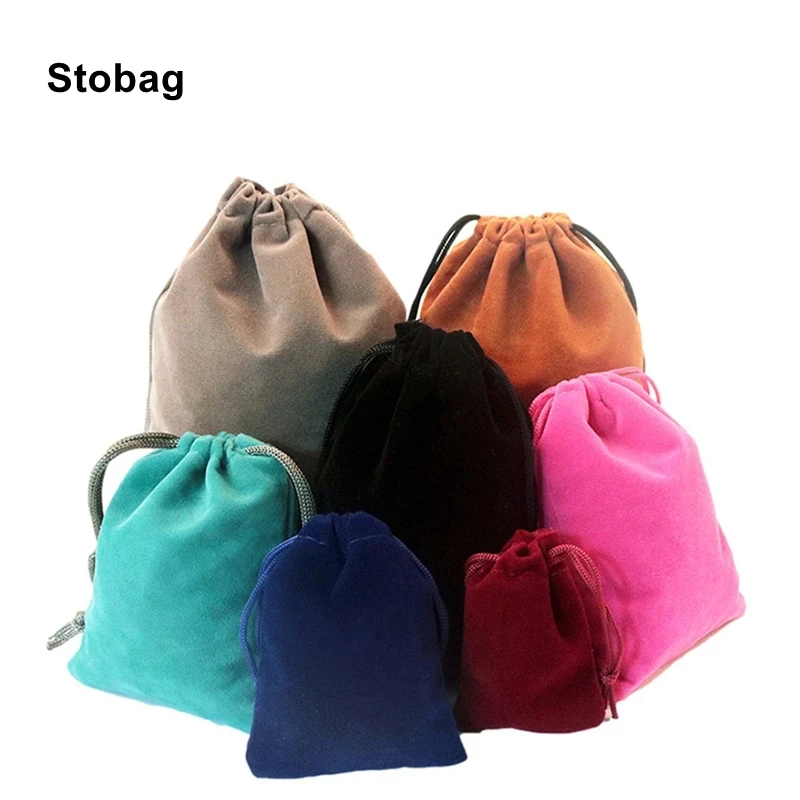 

StoBag Wholesale Velvet Bags Small Drawstring Pocket Jewelry Gift Cosmetic Storage Pouches Portable Packaging Logo Wedding Favor