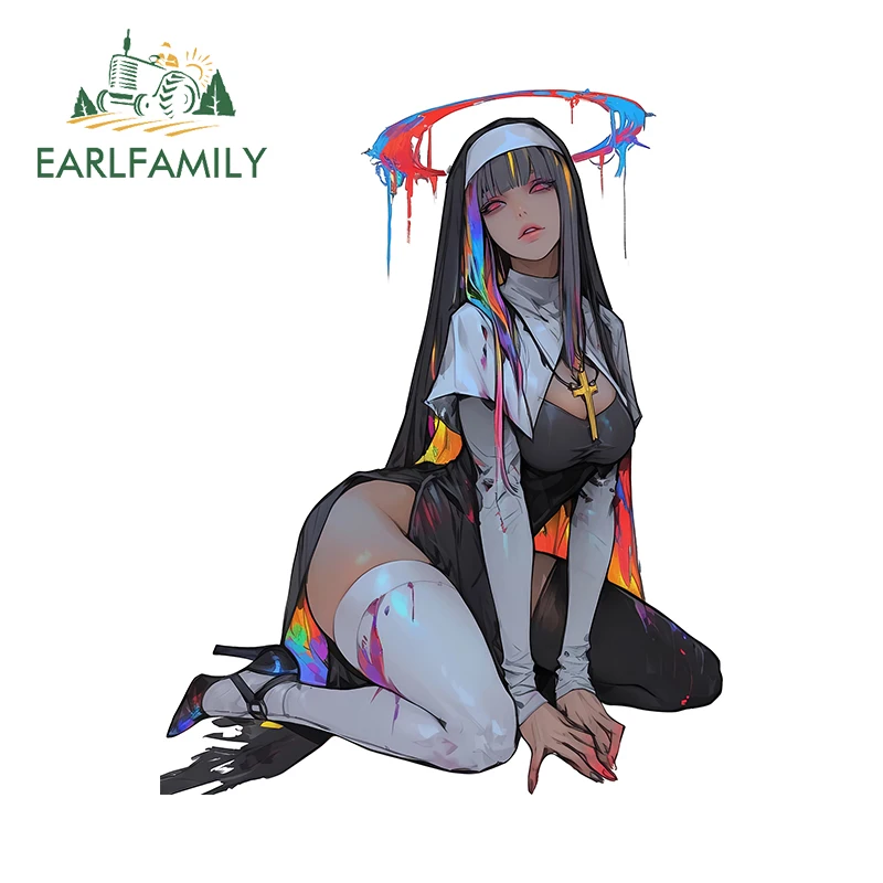 

EARLFAMILY на коленях NSFW Nun, автомобильные наклейки, красочные крутые граффити, наклейки на шлем, крутые индивидуальные аксессуары для квадроциклов