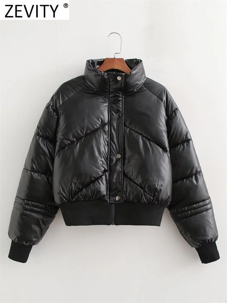 ZEVITY 2024 женская новая модная хлопковая стеганая куртка с воротником-стойкой и