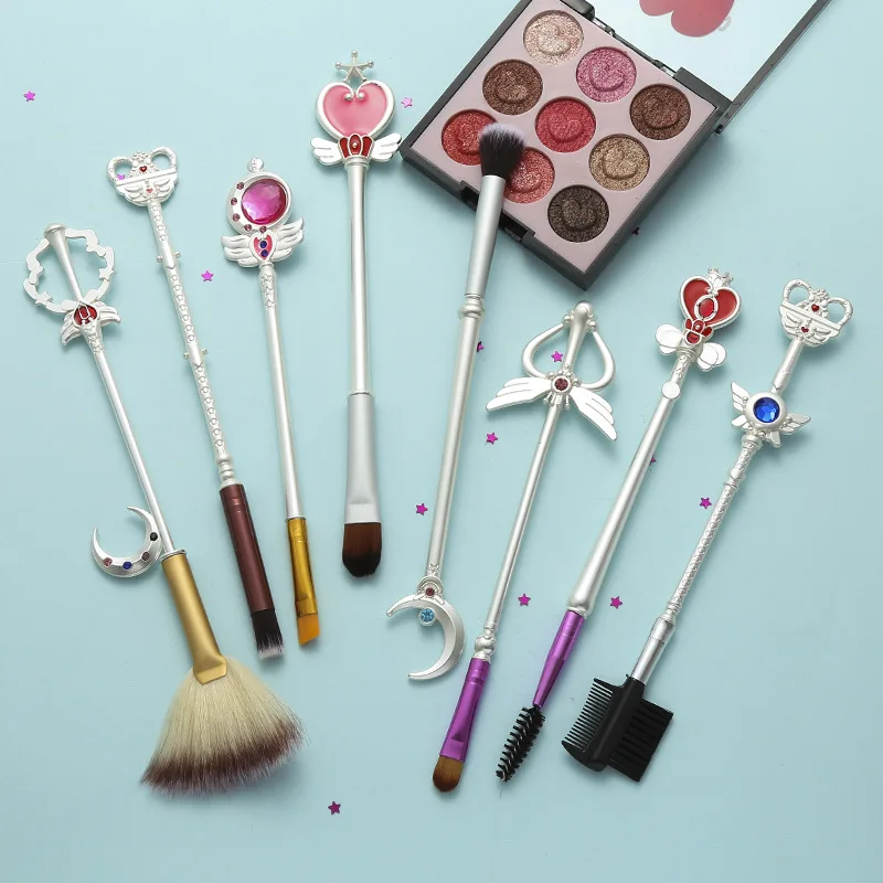 8 Cartoon Sailor Moon Girl Heart Metal Creative Makeup Brush Set Blush Brush Eye Shadow Brush Makeup Tool Gift