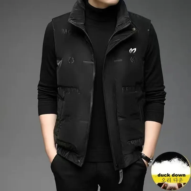 Men Warm Down Vest Golf Jackets Winter White Duck Down Waistcoat Zipper Windproof Man Golf Wear Light Soft Feather Duck Coats
