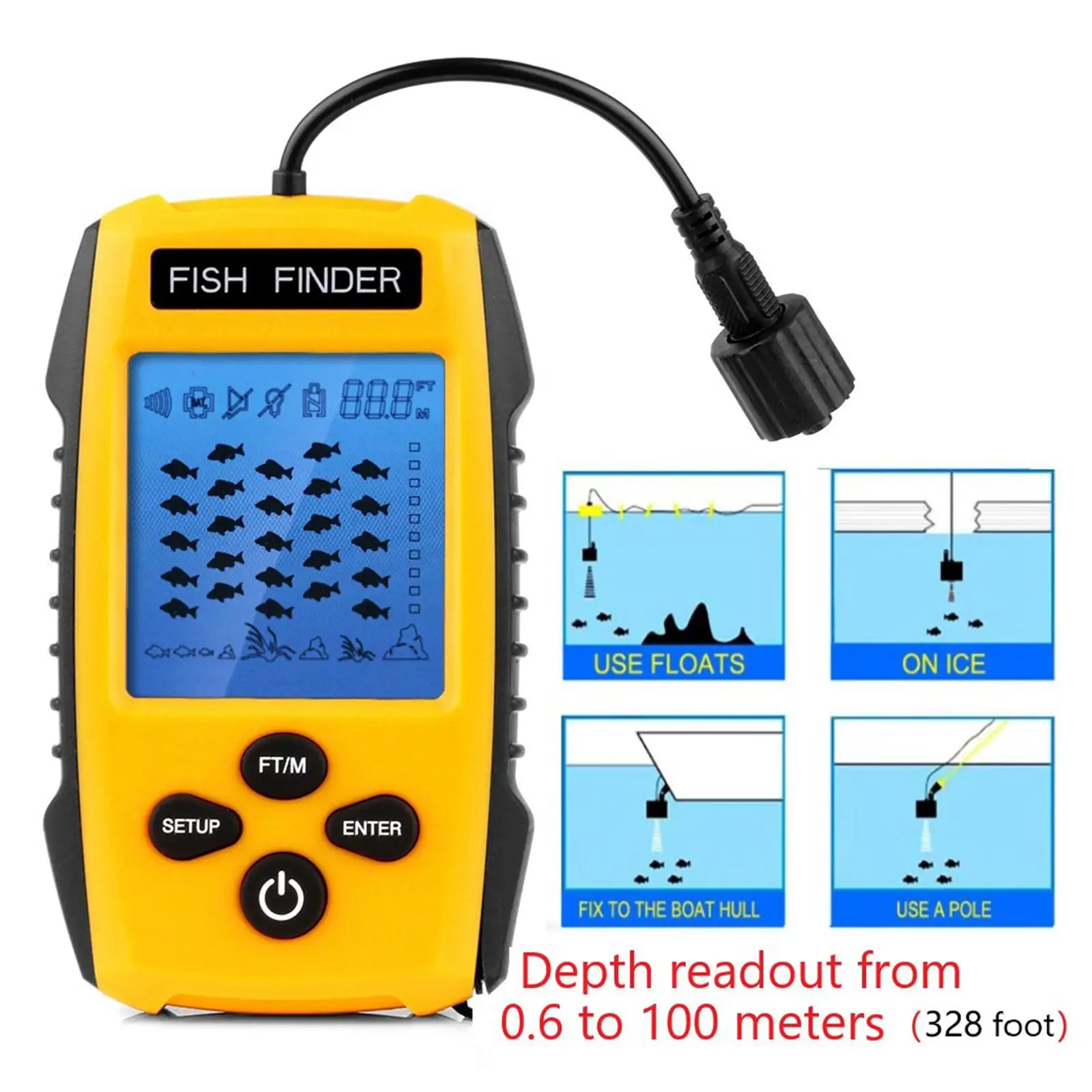 

Handheld Finder Portable Fishing Kayak Fishfinder Depth Finder
