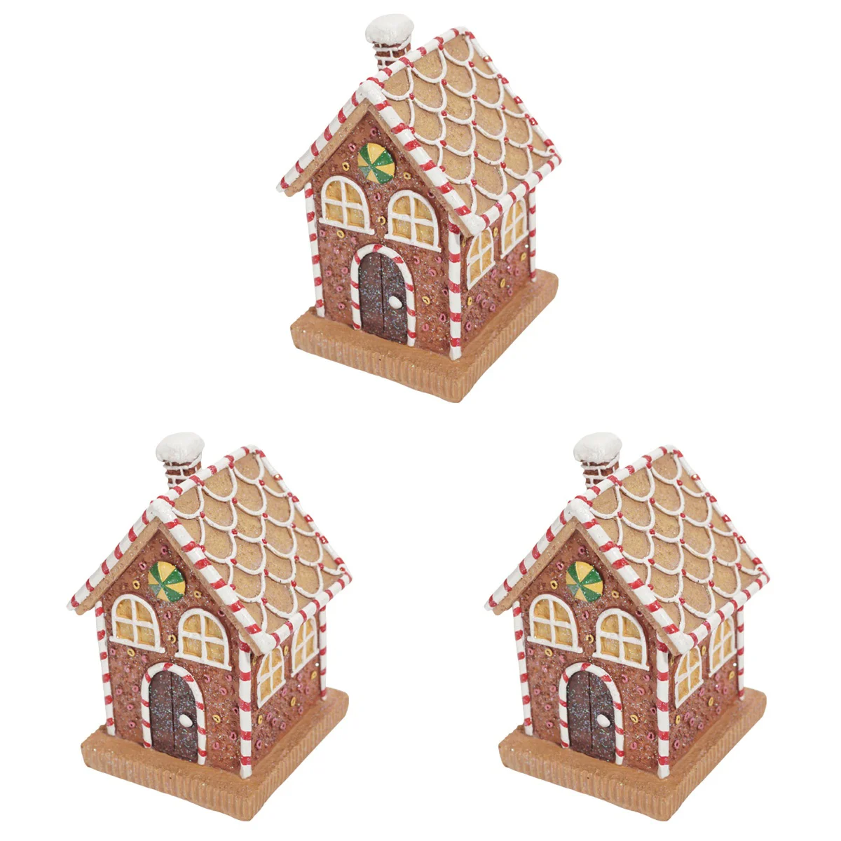 

3x Room Decor Resin Gingerbread House Xmas Light Up Christmas Village Christmas Village House Gingerbread House Ornaments,