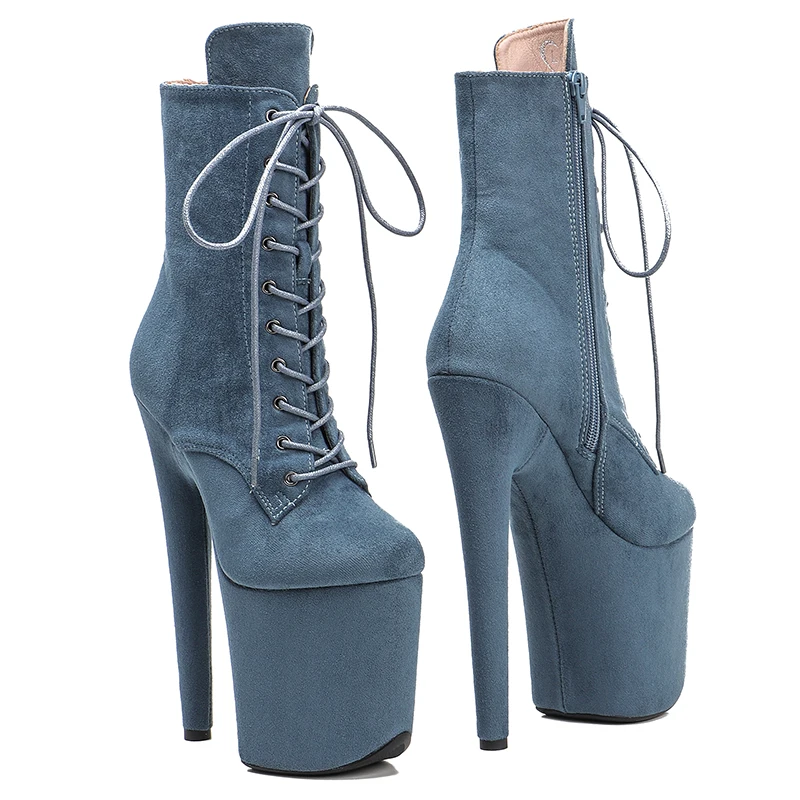 Leecabe  20CM/8inches Suede Upper  Pole dancing shoes High Heel platform Boots closed toe Pole Dance booties