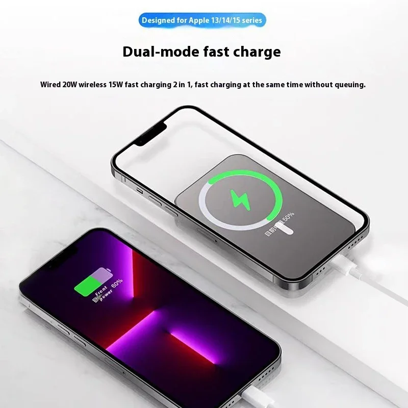 Фото 200000 мАч Магнитный внешний аккумулятор Powerbank большой емкости с быстрой зарядкой Портативный аккумулятор для Magesafe для iPhone Samsung Huawei №3