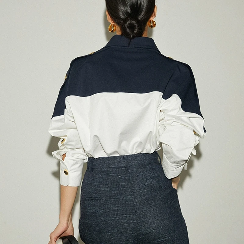 Блузка женская Лоскутная с длинным рукавом