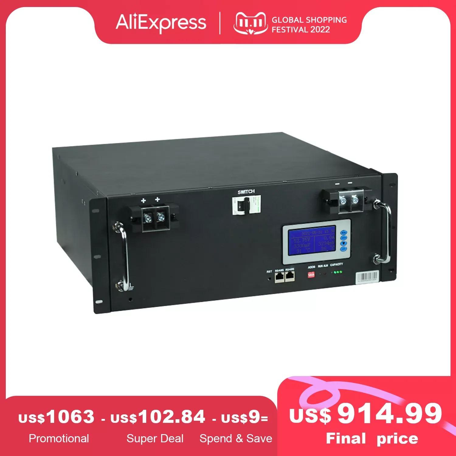 

48V 100Ah 200ah LifePO4 battery Built-in BMS 5.12kWh 32 Parallel CAN/RS485 Communication Protocol Lithium Ion Battery EU no tax