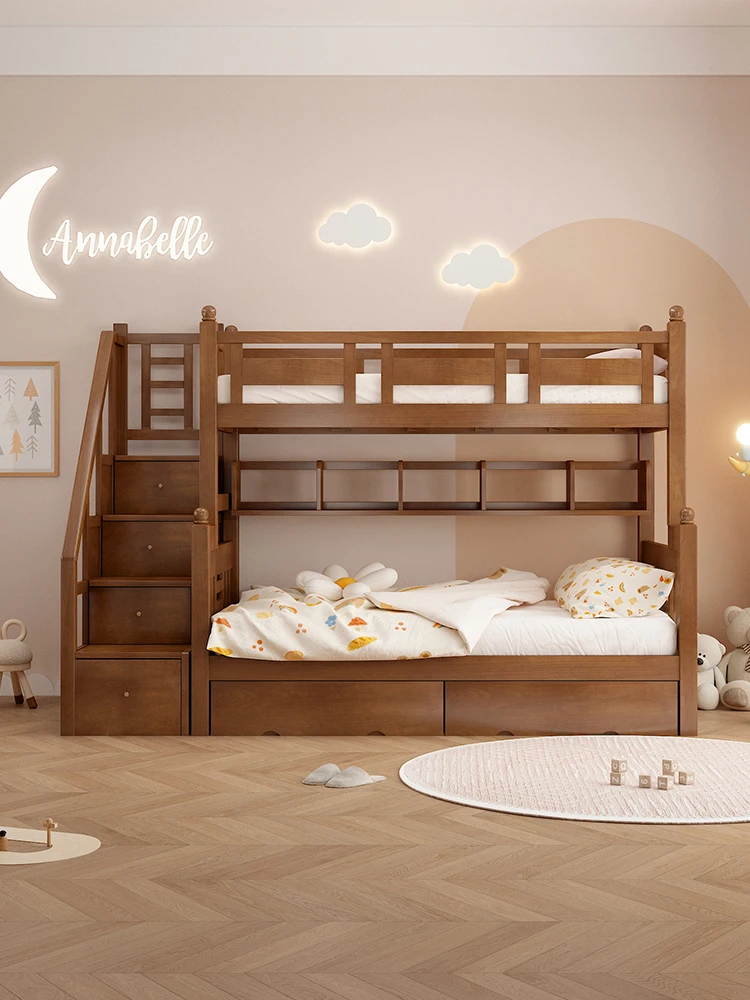 Лестничный шкаф двухъярусная кровать из массива дерева белого бука для матери и