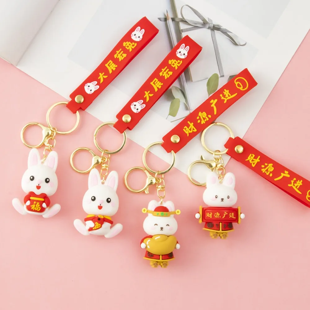 

Cartoon Rabbit Keychain Backpack Pendant Car Key Chain Rabbit Year Gift Ornament