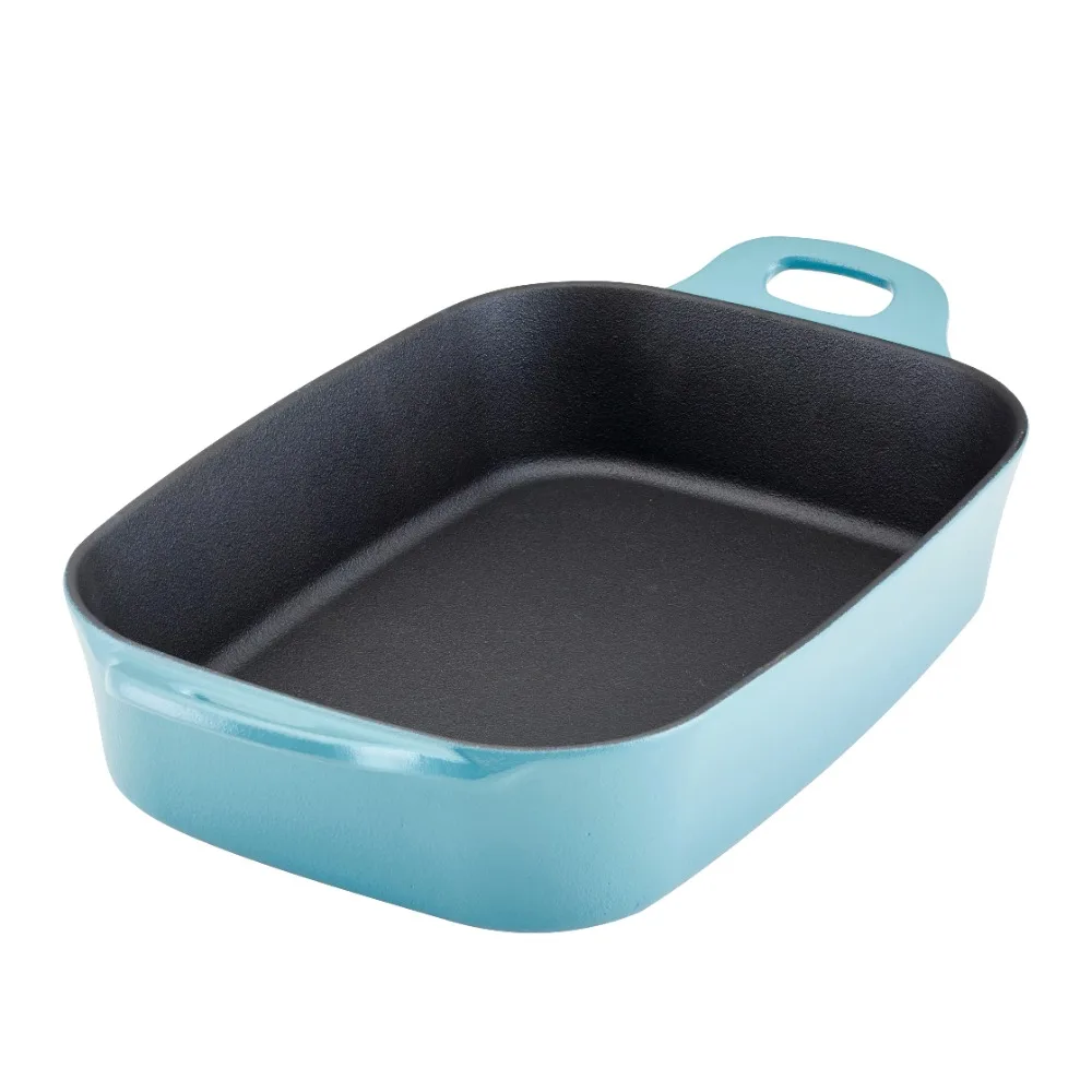 

Rachael Ray NITRO Cast Iron Roasting Pan, 9-Inch x 13-Inch, Agave Blue