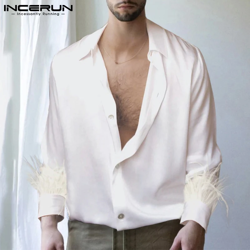 

INCERUN Men Shirts Patchwork Lapel Long Sleeve Streetwear Loose Casual Camisas 2022 Button Fashion Leisure Men Clothing S-5XL
