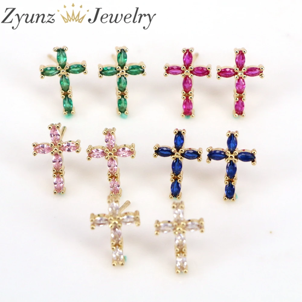 

5 пар, женские серьги-гвоздики с фианитами